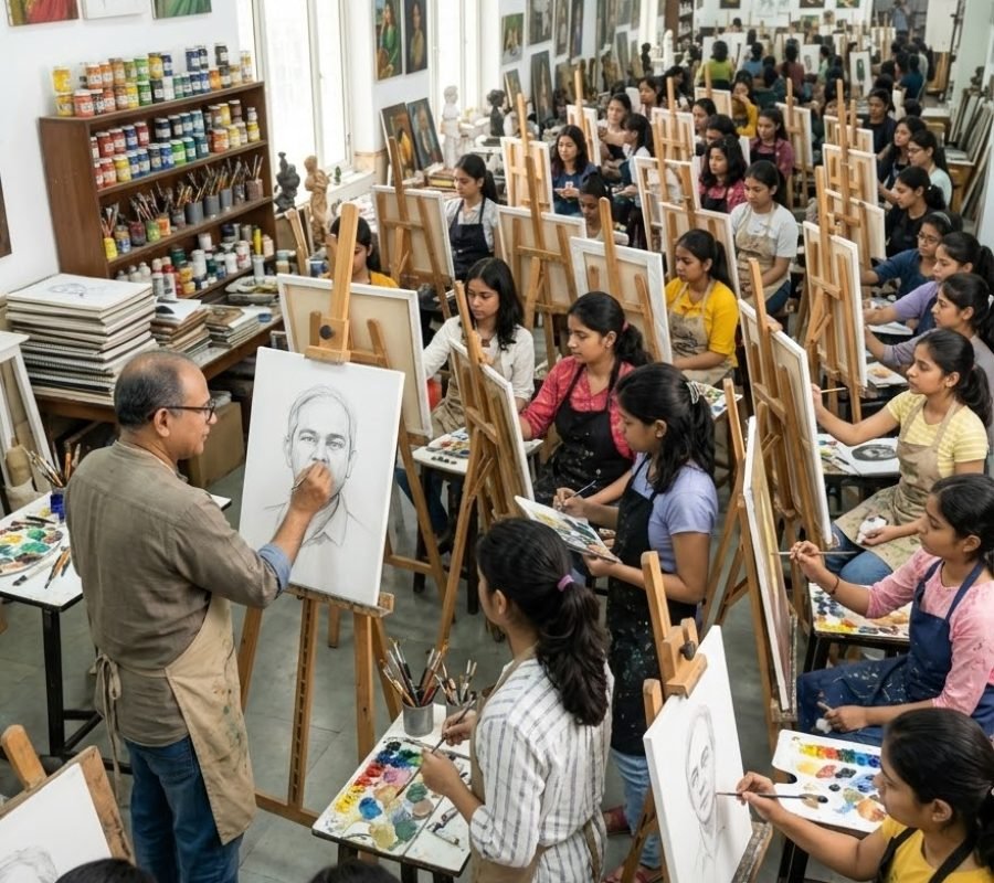 art class by a teacher